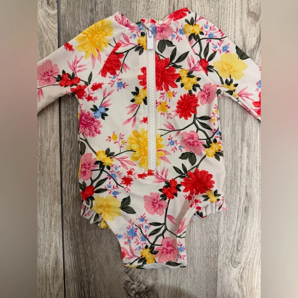 Old Navy Kids Floral Rashguard swimsuit - Red, Yellow, Pink